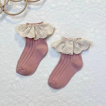 Lace Frilly Flower Cute Long Socks For Girls