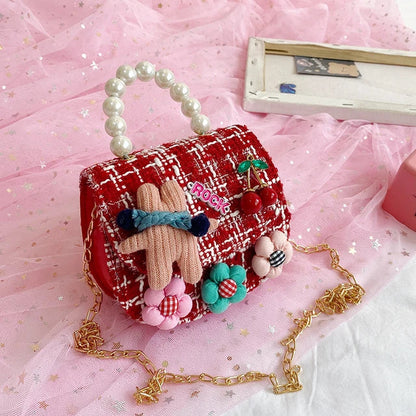 Bear X Cherry Mini Tweed Bag