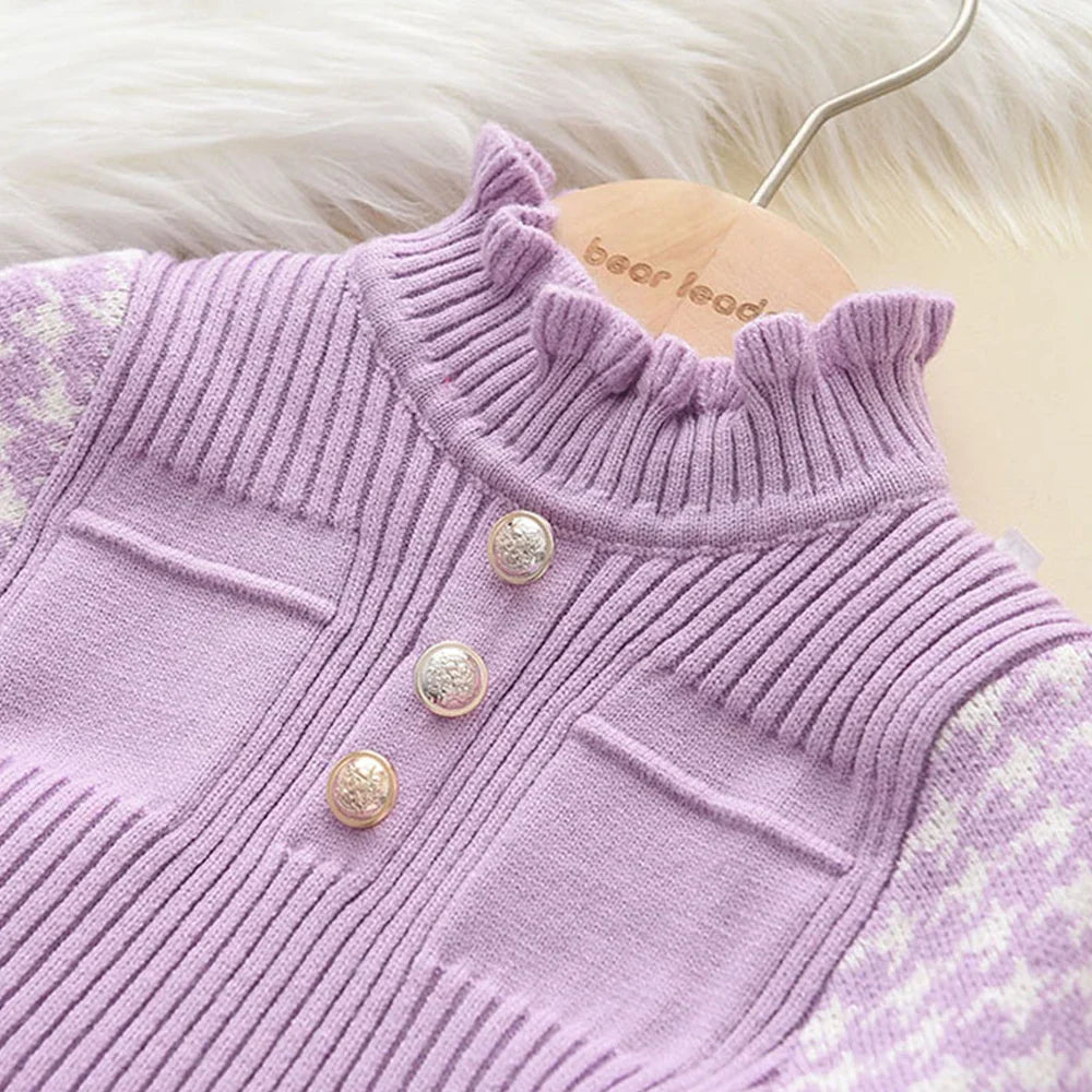 Girl's Sweater Dress - Autumn/Winter Knitted Princess Costume (4Y-8Y)
