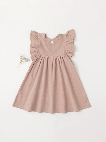 Baby Girls' Tie-back Overall Dress: Cotton Summer Casual Wear