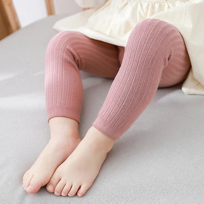 Solid Cotton Stretch Kids Leggings - Comfy Trousers for Newborn-6 Years