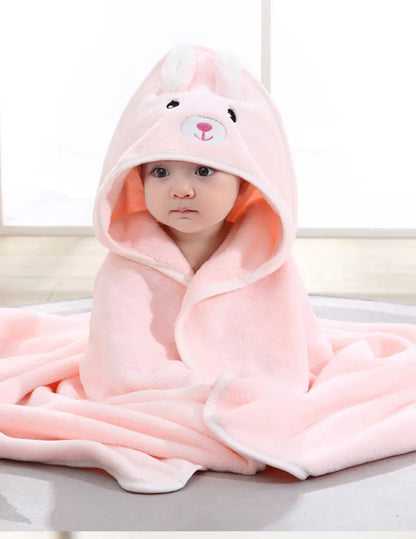 Cartoon Animal Hooded Baby Towel - Cozy Bath Time Essential