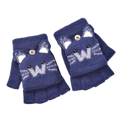 Cute Winter Gloves - Warm Faux Fur Knit for Kids