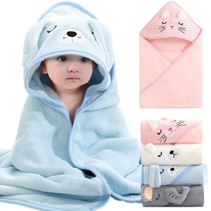 Cartoon Animal Hooded Baby Towel - Cozy Bath Time Essential