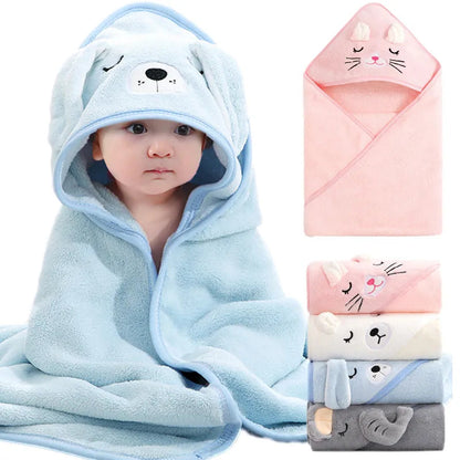 Cartoon Animal Hooded Baby Towel - Cozy Bath Time Essential