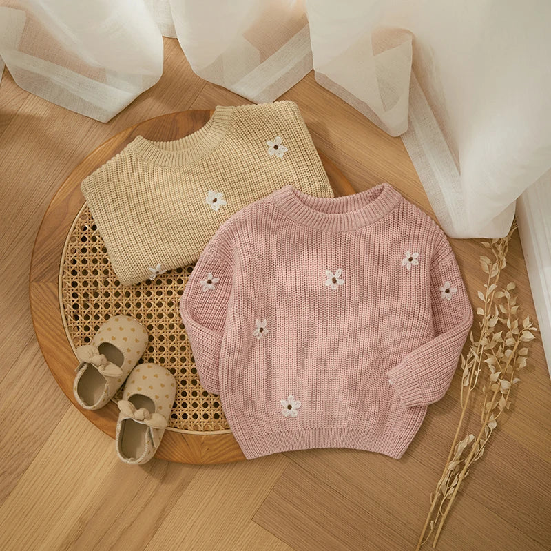 Cute Flower Knit Sweater - Cozy Knitwear for Newborns