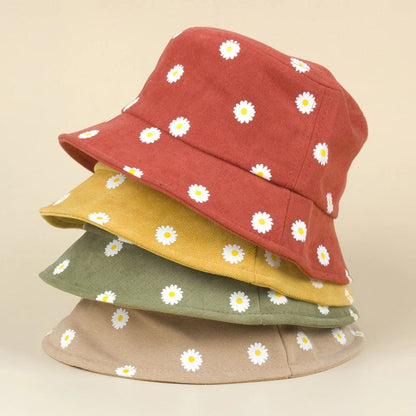 Summer Daisy Pattern Bucket Hat: Cute Flower Sun Hat for Kids