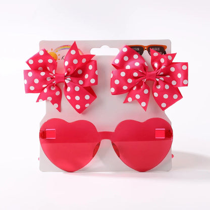 Kids Hairpin Set: Cute Dot & Heart Sunglasses