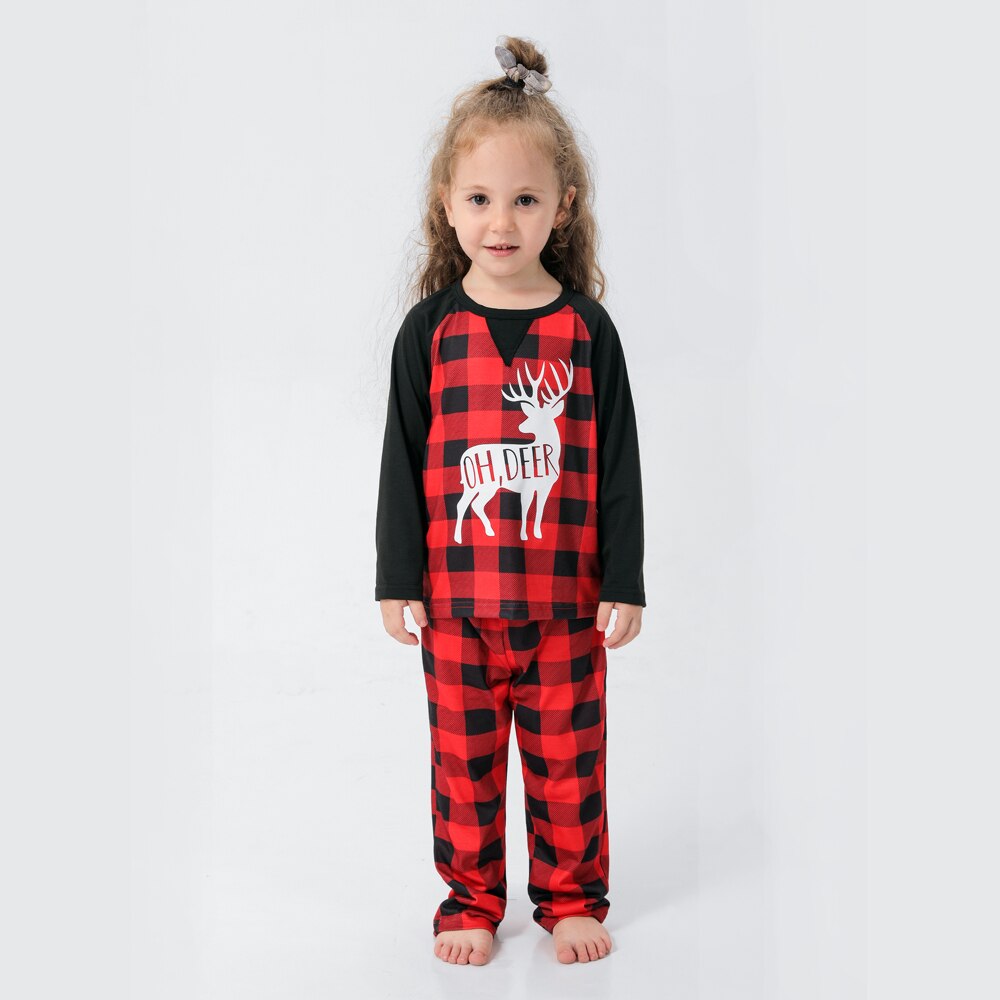 Family-Friendly Plaid Pajamas With Reindeer Shape