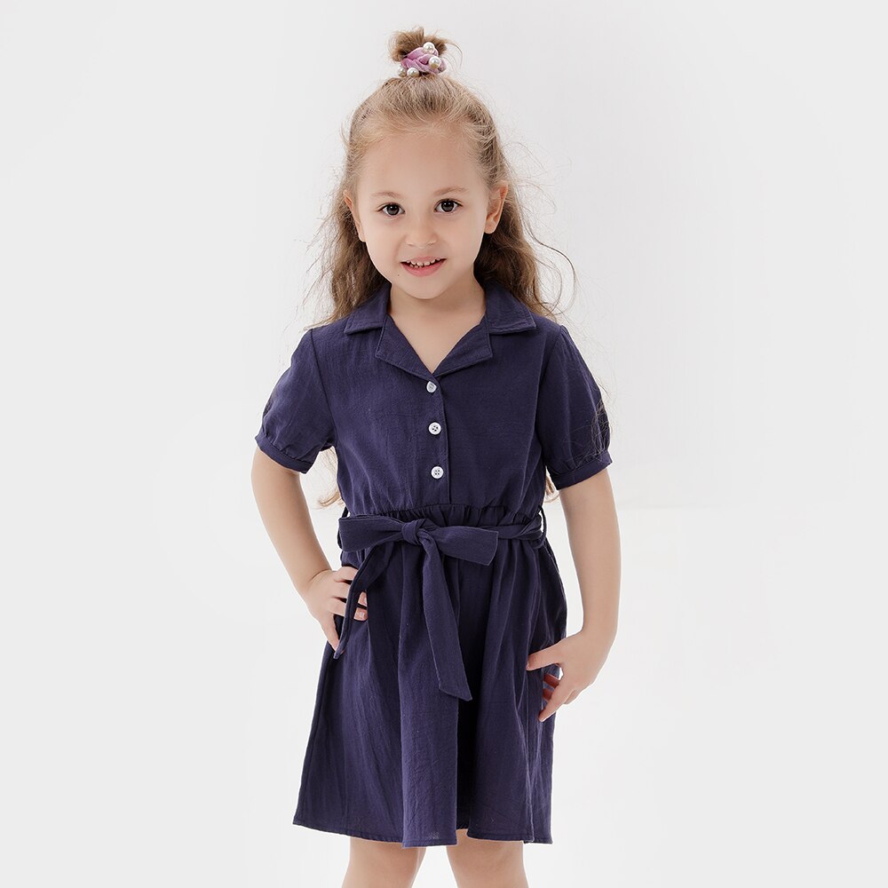 Cotton Dress Turn-down Collar Shirt Family Matching Outfits