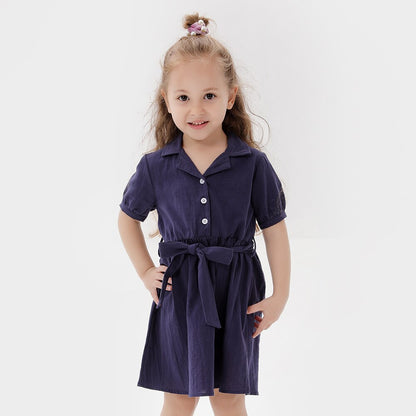 Cotton Dress Turn-down Collar Shirt Family Matching Outfits