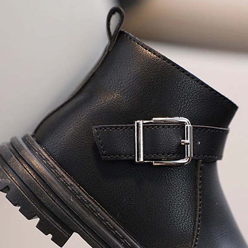 Autumn Winter Children's Snow Boots: Warm and Casual Leather Boots