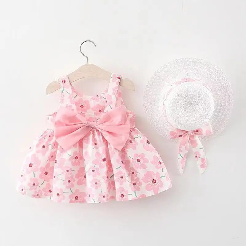 Sweet Summer Bow Floral Dress Set for Girls (3months-3 years)