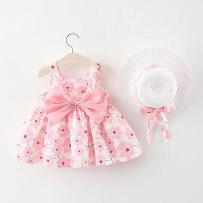 Sweet Summer Bow Floral Dress Set for Girls (3months-3 years)