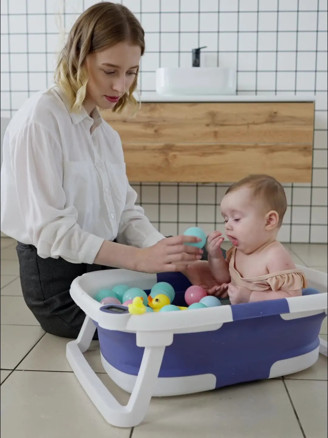 Real-time Temperature Silicone Baby Bath Tub