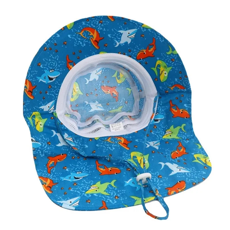 Summer Cartoon Neck Protective Kids Caps