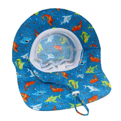 Summer Cartoon Neck Protective Kids Caps
