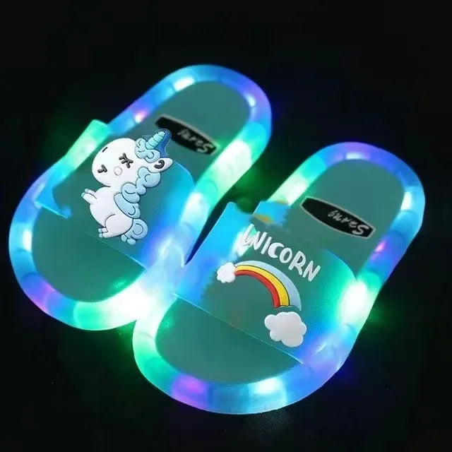 Cartoon Unicorn Slippers: Lighted Fashion for Kids