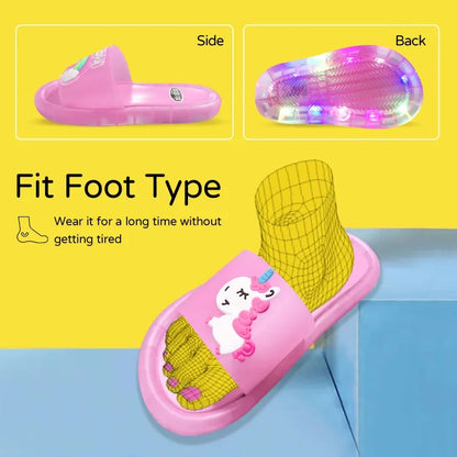 Cartoon Unicorn Slippers: Lighted Fashion for Kids