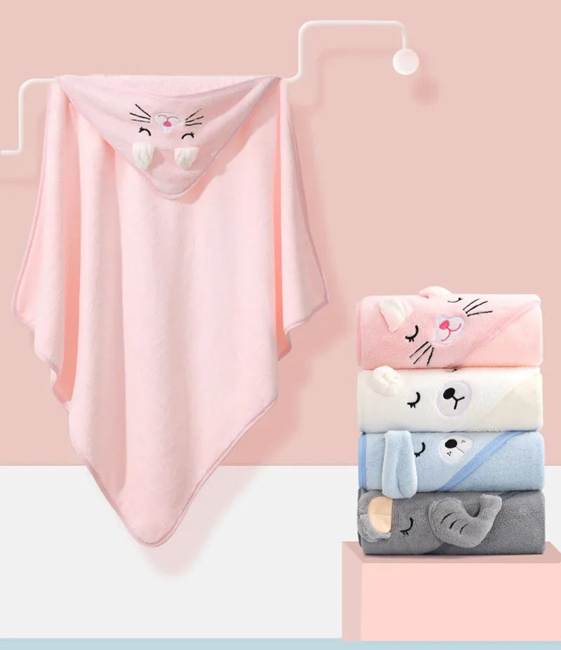 Cartoon Animal Hooded Baby Towel - Cozy Bath Time Essential