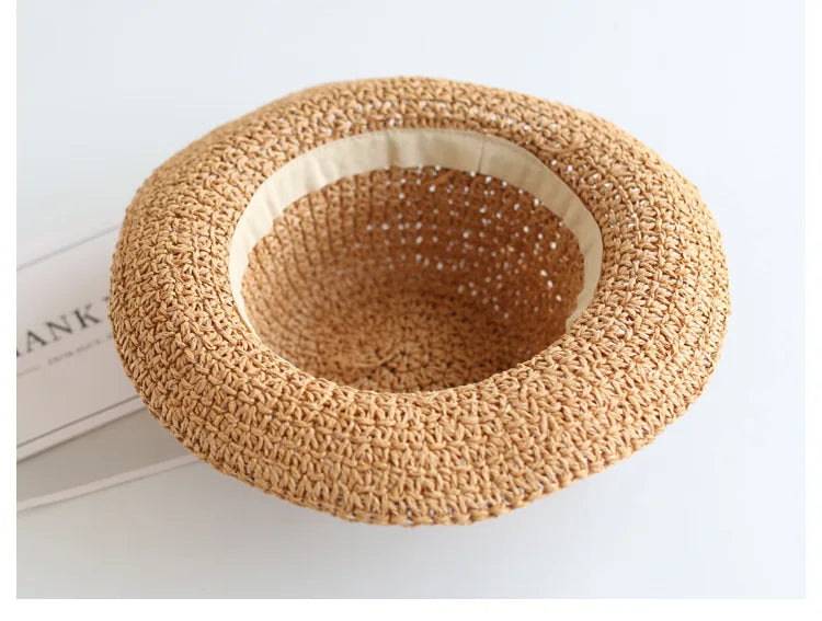 Child Summer Straw Hat: Foldable Beach Cap