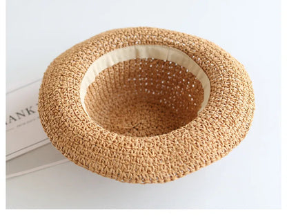 Child Summer Straw Hat: Foldable Beach Cap