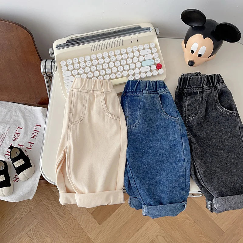 Baby Solid Jeans - Casual, Soft Denim Pants for Boys and Girls