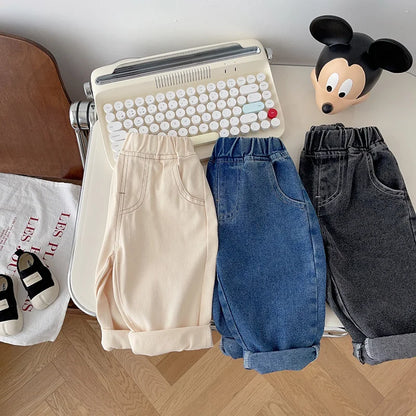 Baby Solid Jeans - Casual, Soft Denim Pants for Boys and Girls