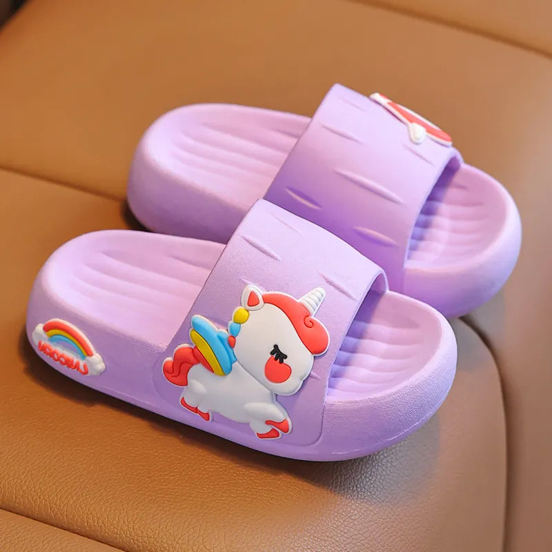 Summer Cartoon Unicorn Flip Flops - Antislip Kids Slippers