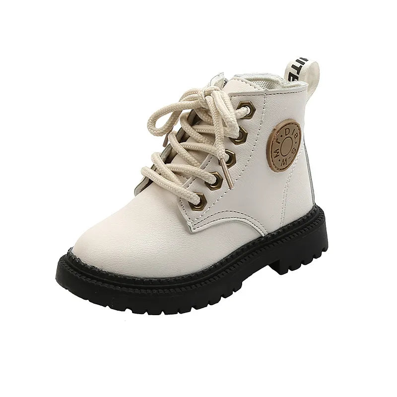 Autumn/Winter Kids' Plush Leather Boots (Size 21-30)