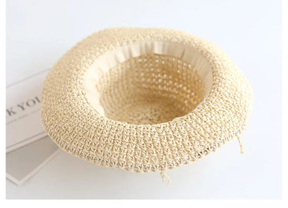 Child Summer Straw Hat: Foldable Beach Cap