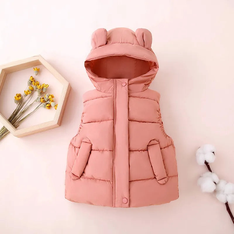 Toddler Hooded Cotton Padded Vests (1Yrs-7Yrs)