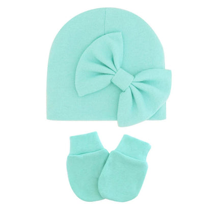 Cotton Baby Girl Hat & Gloves Set - Stylish Newborn Accessories
