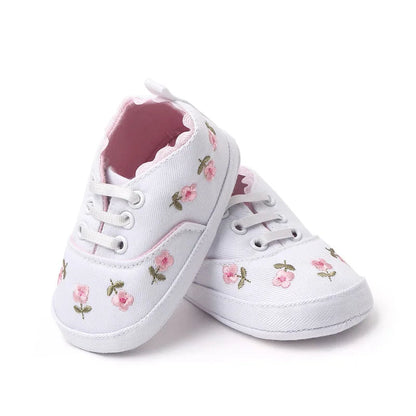 Floral Embroidered Baby Girl Soft Shoes