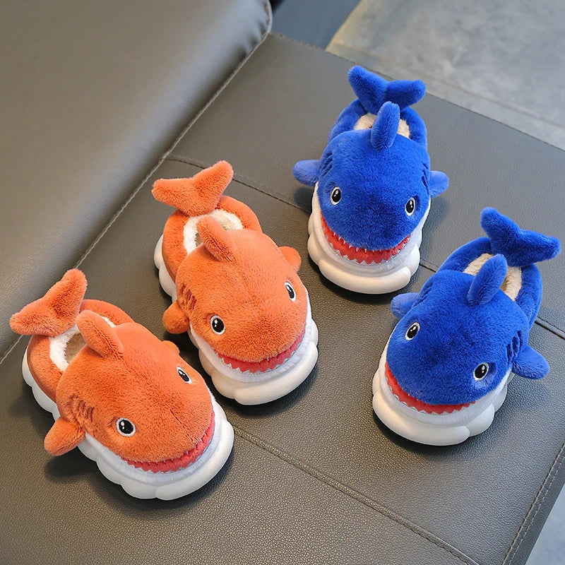 Cartoon Shark Cotton Slippers - Warm and Non-slip for Kids (Winter Edition)