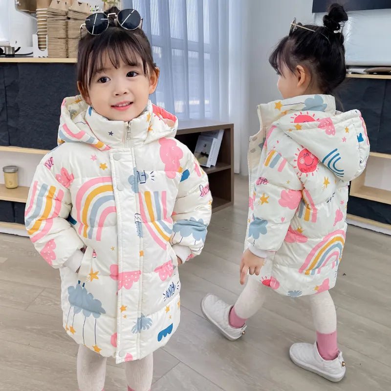 New Kids' Winter Hooded Jacket - Cotton Warm Outerwear (2-7 Years)