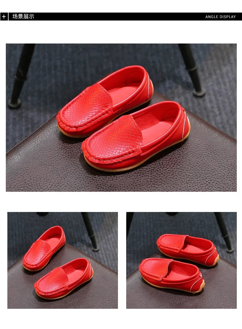 Kids' PU Leather Slip-On Moccasin Loafers