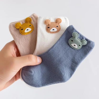 Cartoon Animal Baby Socks: 3 Pairs Set
