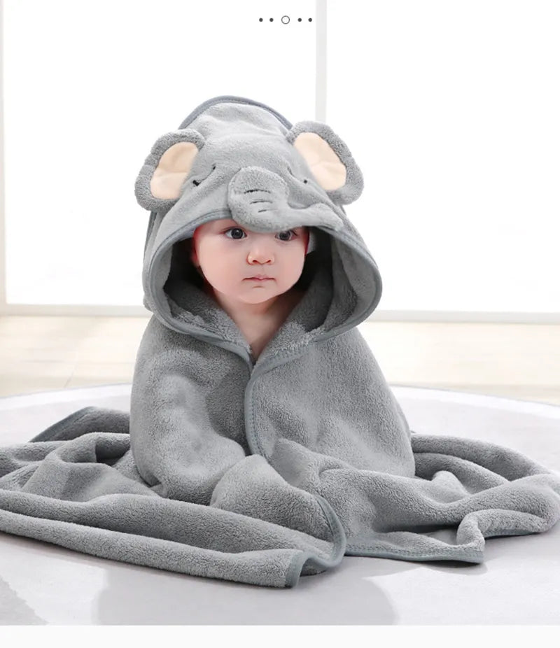 Cartoon Animal Hooded Baby Towel - Cozy Bath Time Essential
