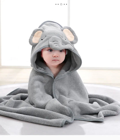Cartoon Animal Hooded Baby Towel - Cozy Bath Time Essential