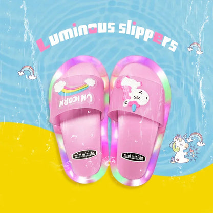 Cartoon Unicorn Slippers: Lighted Fashion for Kids