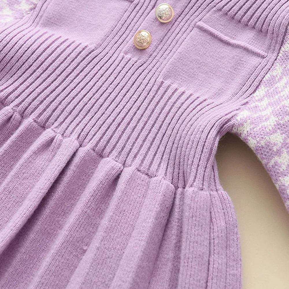 Girl's Sweater Dress - Autumn/Winter Knitted Princess Costume (4Y-8Y)