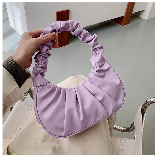 Trendy Leather Mini Cloud Shoulder Bag.