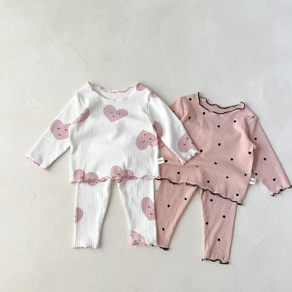 Spring Baby Dot Print Sleeper Set - Infant Indoor Wear