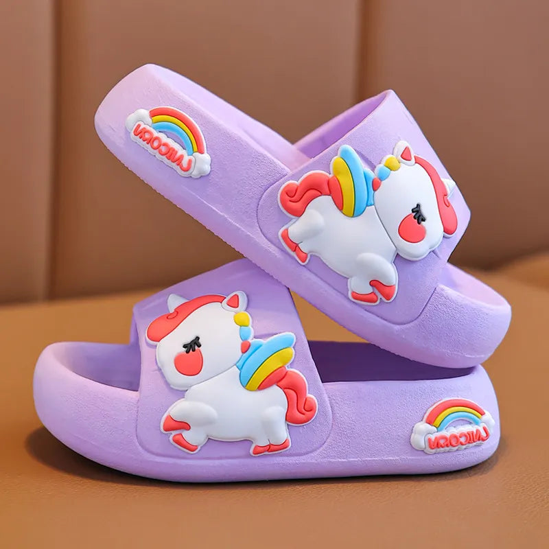 Summer Cartoon Unicorn Flip Flops - Antislip Kids Slippers