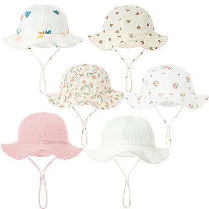 Summer Baby Cotton Bucket Hat: Sunscreen Outdoor Cap