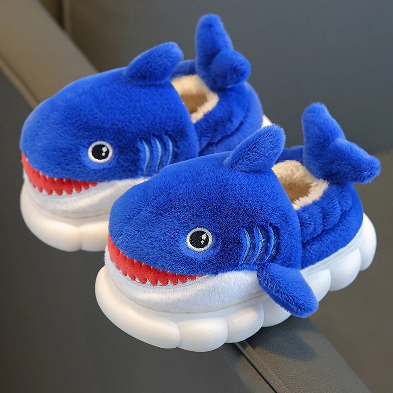 Cartoon Shark Cotton Slippers - Warm and Non-slip for Kids (Winter Edition)