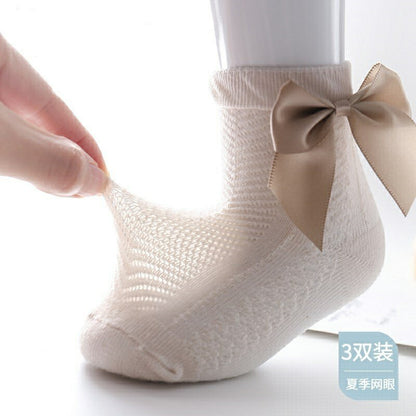 Set Socks Of  Mesh Thin Bow For Girls