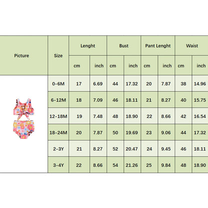 Summer Toddler Floral Print Swimsuit: 2-Piece Beach Swimwear