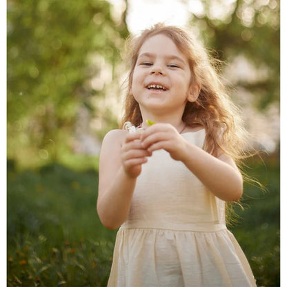 Girls' Summer Suspender Dress: Solid Color with Pocket